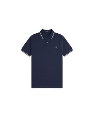 Fred Perry Heren Twin Tip Poloshirt (Airforce Blauw)