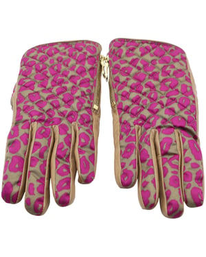 Handschoenen met moerbeiprint in bruin leer