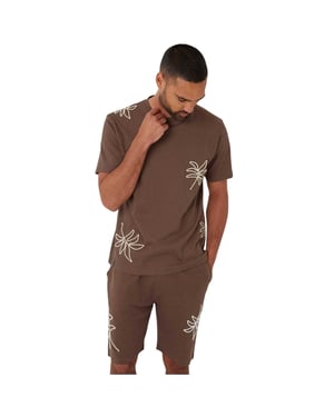 Threadbare Korte broek met bloemmotief heren (Mustang Bruin)