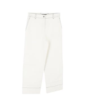 Loro Piana broek met contrasterende stiksels in wit katoen