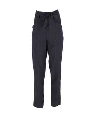 Isabel Marant Etoile broek met strikceintuur in marineblauwe wol
