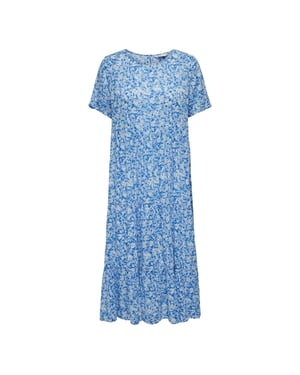 Only Maxijurk met korte mouwen en bloemenpatroon voor dames (Provinciaal Blauw)