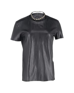 Givenchy T-shirt met studs en choker-accent in zwart lamsleer