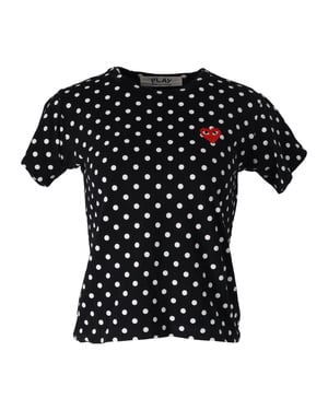 Comme des Garcons PLAY T-shirt met stippen en hartembleem in zwart katoen