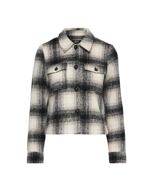 Only Shacket voor dames van een polyestermix van Lou (Zwart/pimpelsteenprint)