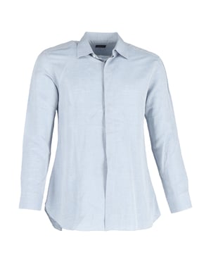 Ermenegildo Zegna overhemd met lange mouwen en knoopsluiting in blauw katoen