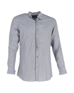 Ermenegildo Zegna overhemd met lange mouwen en knoopsluiting in grijs linnen.