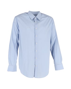 Giorgio Armani overhemd met lange mouwen en ruitprint in blauw katoen