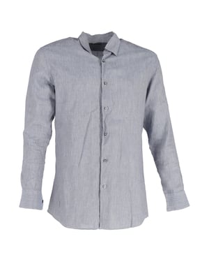 Ermenegildo Zegna overhemd met lange mouwen en knoopsluiting in grijs linnen.