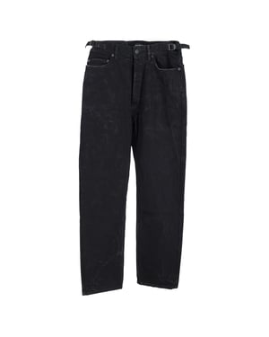Balenciaga distressed jeans met hoge taille en wijde pijpen in zwart katoenen denim
