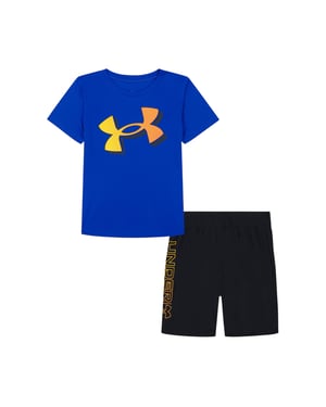 Under Armour Set met T-shirt en korte broek met groot logo voor jongens van Tech (Team Koningsblauw)