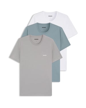 Hugo Effen pyjamashirt voor heren (set van 3) (Wit/blauw/grijs)