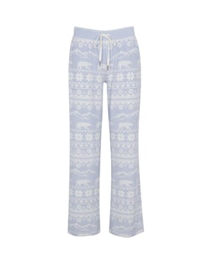PJ Salvage Kerst-loungebroek voor dames met sneeuwvlokmotief en relaxte pasvorm (Lichtblauw)