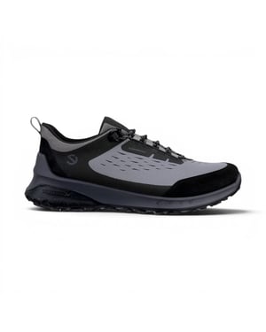 Ecco Zwart Grijs Leren Waterdichte Outdoor Sneaker Schoenen Voor Heren - ULT-TRN