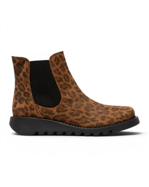 Fly London Dames Leopard Tan Chelsea Suède Leer Enkellaarzen - SALV195