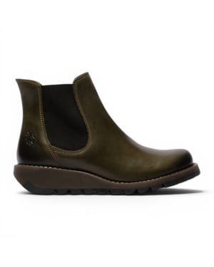 Fly London Dames Diesel Groene Chelsea Leren Enkellaarzen - SALV195