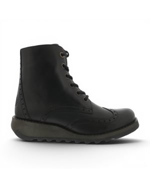 Fly London dames zwarte leren veterschoenen enkellaarzen - SARL069