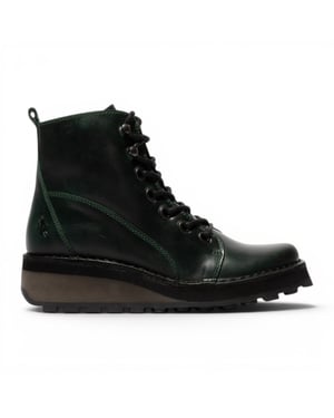 Fly London dames groene leren veterschoenen enkellaarzen - HAZI147