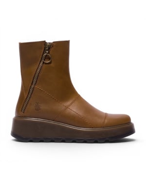 Fly London dames beige leren rits met rits op platform enkellaarzen - TARP553FLY