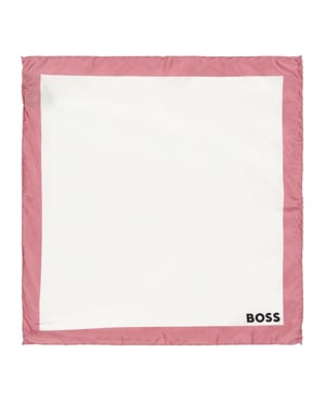 Boss Pocketdoekje met rand (Wit/Stofroze)