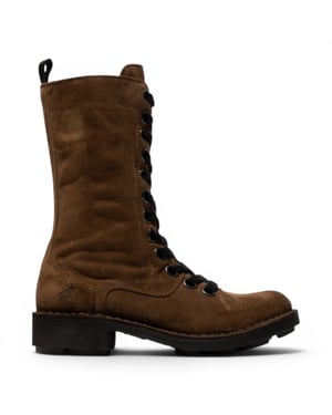 Fly London Women Brown Leather Strike-Up Gevechtslaarzen voor Vrouwen - NOLE176