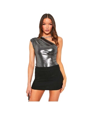 Missy Empire Nauwsluitende feestbodysuit voor dames (Grijs Metaal)