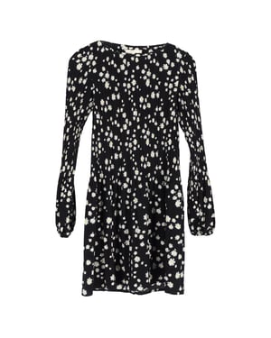 Maje Rockiz Plissé Daisy-Print Crêpe Mini Jurk in Zwart Polyester