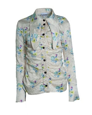 Ganni, florale gekreukte blouse