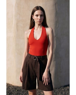 Dames Hoge Taille Ceinture Wijde Shorts