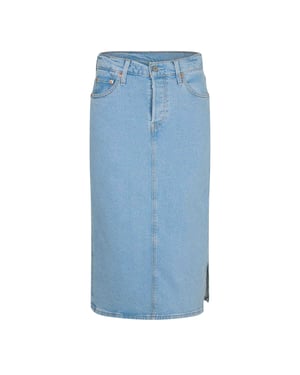 Levis Midi-rok met zijsplit voor dames (Licht steenblauw)