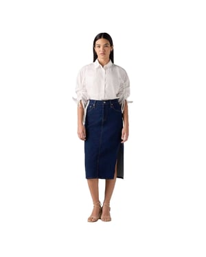Levis Midi-rok met zijsplit voor dames (Blauwe steen wassen)