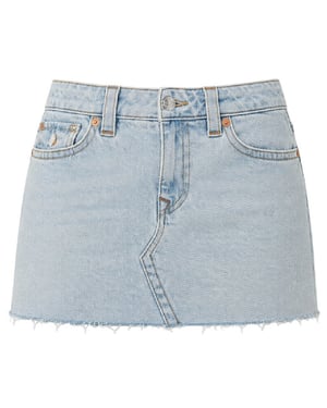 True Religion Sadie effen denim minirok voor dames (Glanzend/Vervaagd)