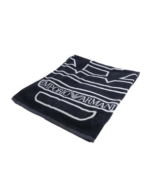 Emporio Armani EA7 Grote geweven strandhanddoek met logo (Marine)
