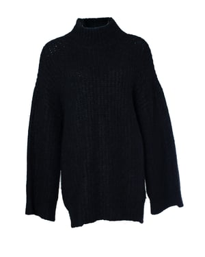 A.P.C., zwarte ribbel trui met opstaande kraag