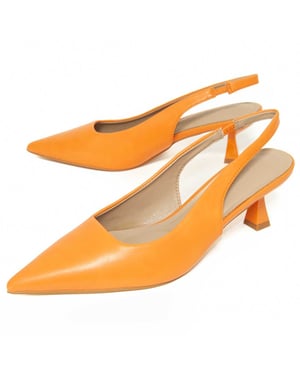 Montevita Oranje Hoge Hak Schoenen met Open Hak en Gesloten Neus