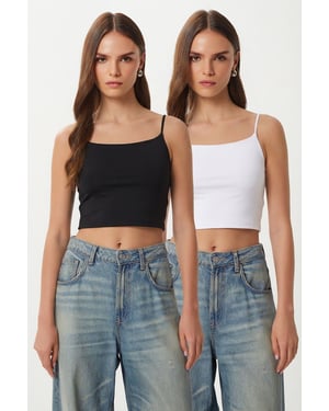 Slim Fit Vierkante Hals Crop Top