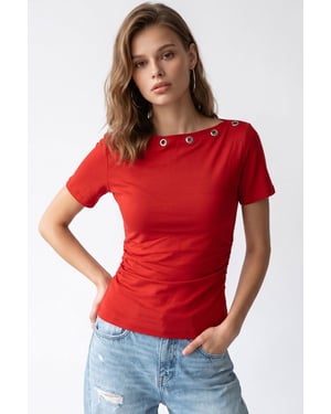 Dames Slim Fit Bootnek T-shirt