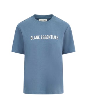 Blank Essentials Oversized boyfriend-T-shirt met logo voor dames (Orion Blauw)