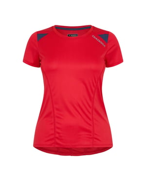 Diadora T-shirt met logo en mesh-inzetstukken voor dames (Tomatenrood)