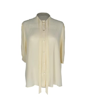 Celine Vintage Blouse met ingebouwde strik in pastelgeel acetaat