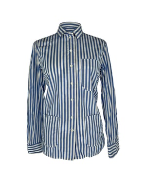 Celine blouse met knoopsluiting en strepen in lichtblauw katoen
