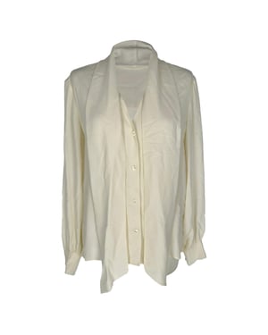Celine blouse met watervalhals in crèmekleurig acetaat