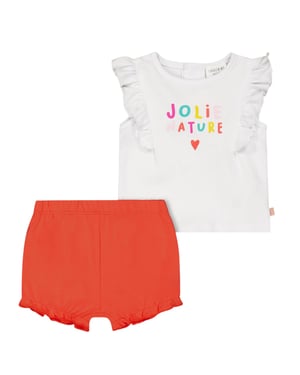 Carrement Beau Setje met topje en korte broek voor babymeisjes: Jolie Nature (Wit/oranje)