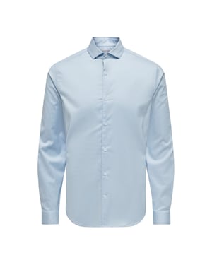 Only Herenoverhemd met effen puntkraag en lange mouwen voor formele gelegenheden (Kasjmierblauw)