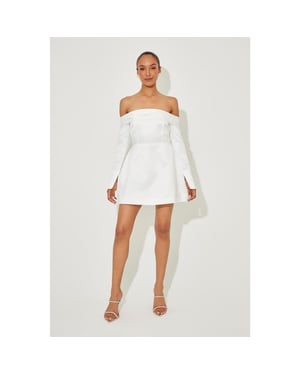 Odd Muse Satijnen Bardot-minijurk voor dames (Wit)