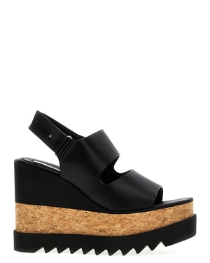 Stella McCartney Zwarte Polyester Wedge Sandalen