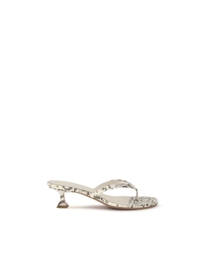Amina Muaddi Grijze Kalfslederen Bos Taurus Platte Sandalen