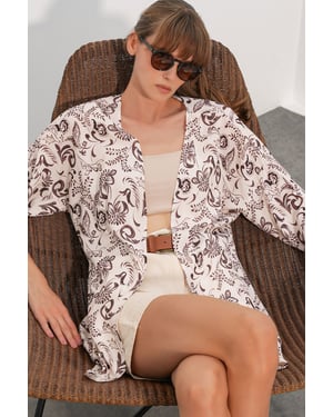 Lange Geprinte Viscose Kimono