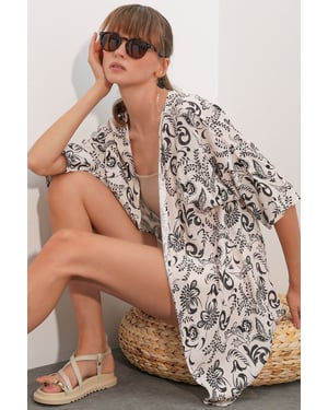 Lange Gedrukte Viscose Kimono