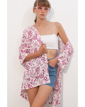 Lange Gedrukte Viscose Kimono